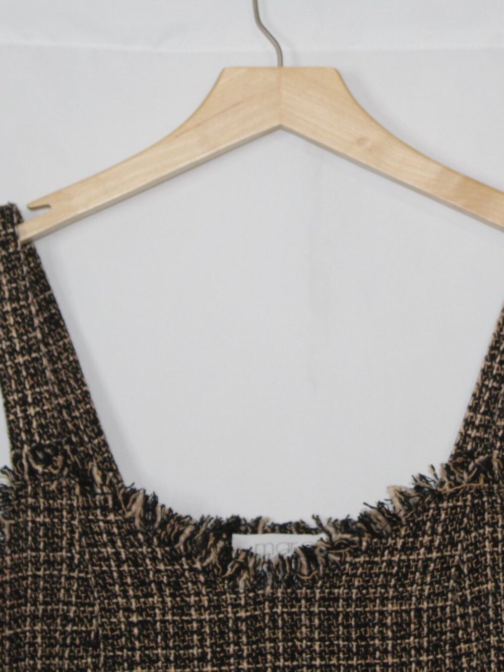 Mare Mare women's tweed crop top size S brown v neck raw hem sleeveless layering - Picture 3 of 10